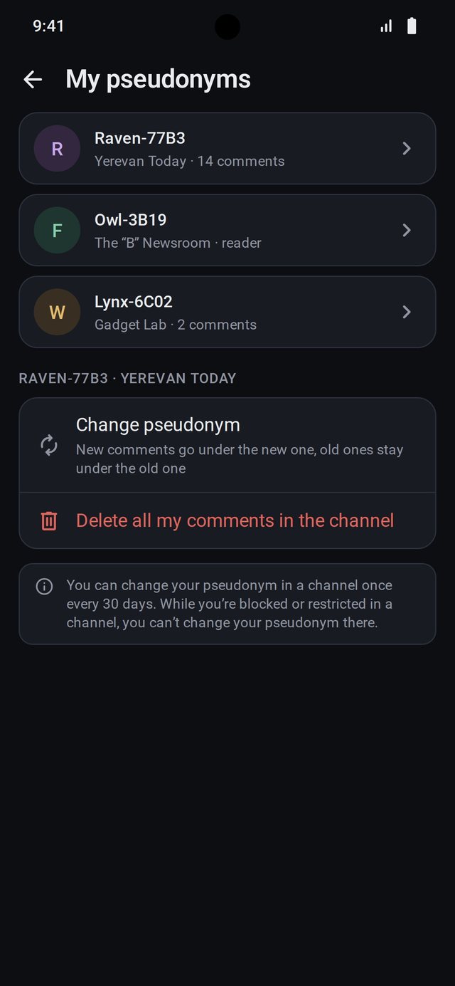 My pseudonyms