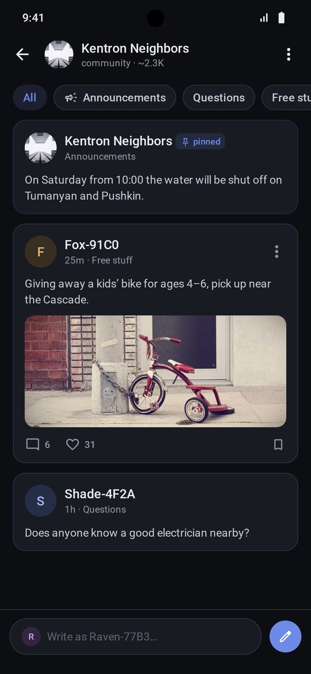A community with topics