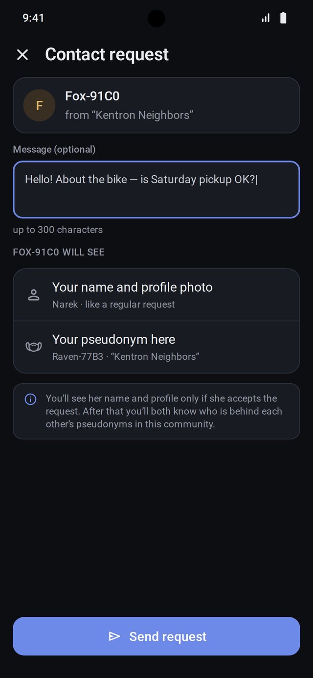 Contact request from a community