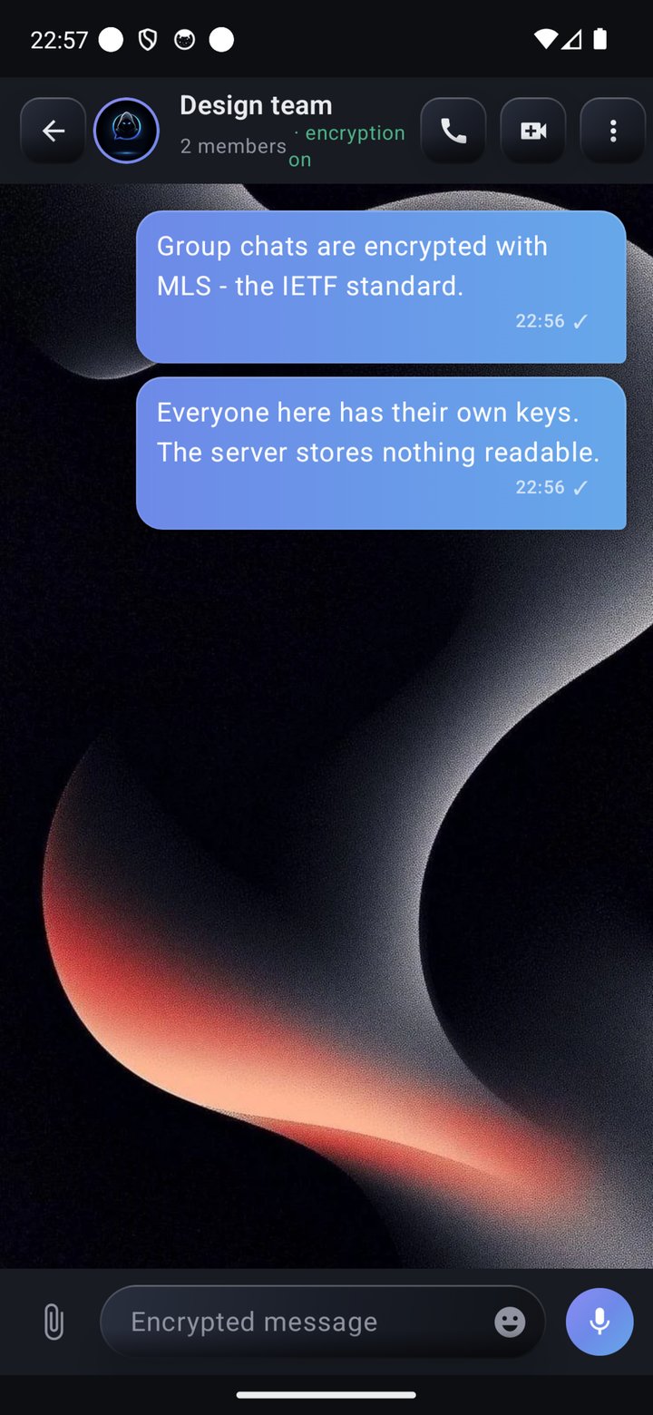 End-to-end encrypted group chat